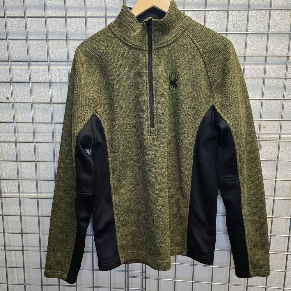Spyder Men's Green and Black Zip-Up Sweater